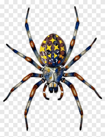 Colorful Spider With Star Patterns PNG