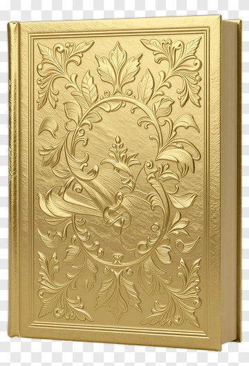 Gold Decorative Book With Floral Design PNG