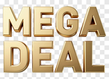 Mega Deal Text In Gold PNG