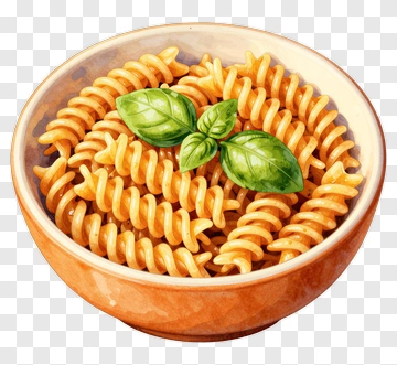 Bowl Of Pasta With Basil Leaves PNG