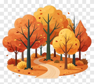 Colorful Autumn Forest Path PNG