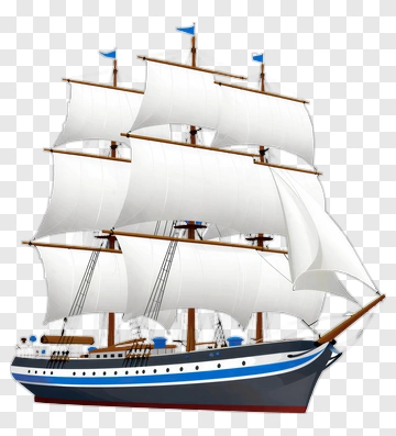 Sailing Ship With White Sails PNG