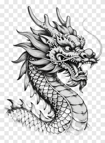 Detailed Dragon Illustration PNG