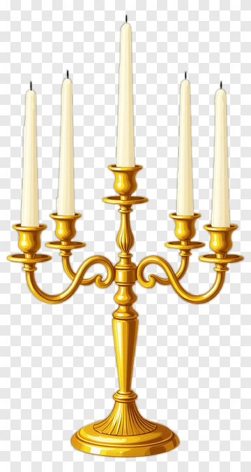 Gold Candelabra With White Candles PNG
