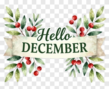 Hello December Floral Banner PNG