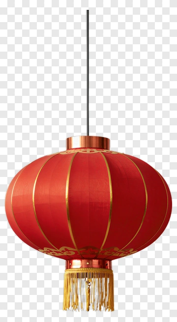 Red Chinese Lantern With Gold Accents PNG