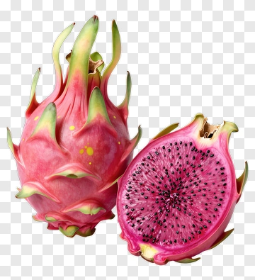 Dragon Fruit With A Cut Half Showing Pink Flesh PNG