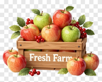 Fresh Farm Apple Basket PNG