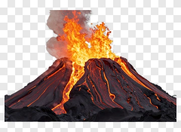 Erupting Volcano With Lava Flow PNG