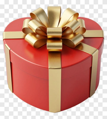 Red Heart-Shaped Gift Box With Gold Ribbon PNG