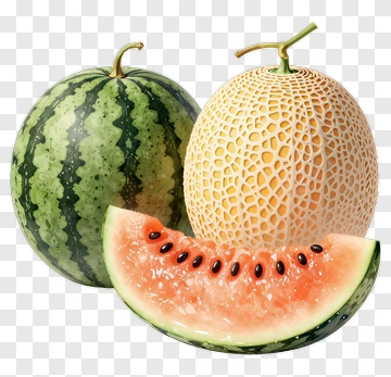 Watermelon And Cantaloupe With Slice PNG