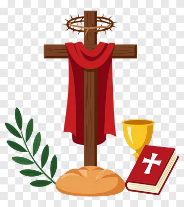 Religious Symbol With Cross, Bible, And Chalice PNG