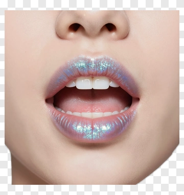 Close-Up Of Lips With Iridescent Gloss PNG
