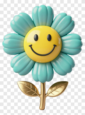 Smiley Flower With Blue Petals PNG