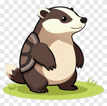 Cartoon Badger Standing On Grass PNG