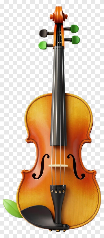 Colorful Violin With Leaf Detail PNG