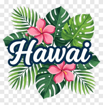 Hawaiian Floral Design With Tropical Leaves PNG