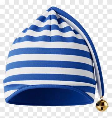Striped Blue Sleep Hat With Bell PNG