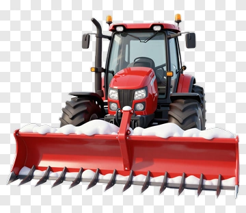 Red Tractor With Snow Plow PNG