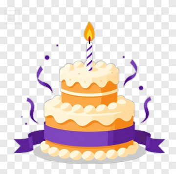 Birthday Cake With Candle And Decorations PNG