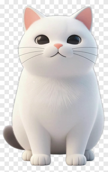 Cute Cartoon White Cat PNG