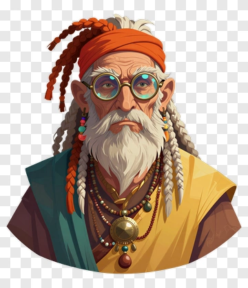 Elderly Man With Colorful Accessories PNG
