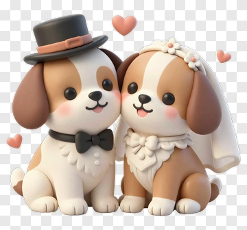 Cartoon Wedding Dogs In Love PNG