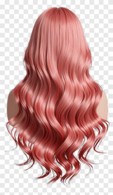 Long Wavy Pink Hair PNG
