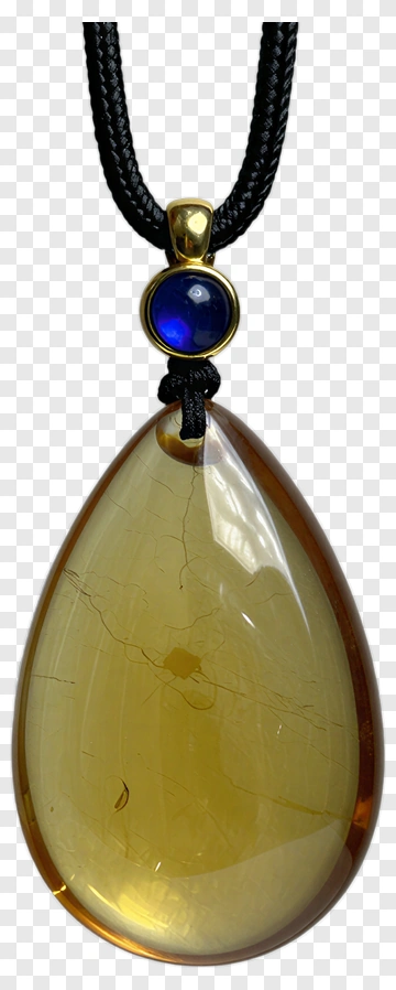 Amber Pendant With Blue Gemstone PNG