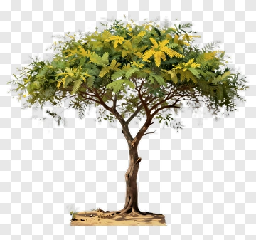 Colorful Tree With Green And Yellow Leaves PNG