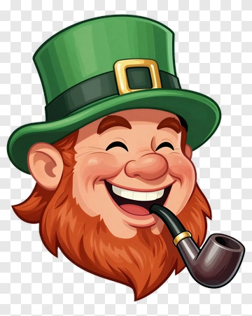Cartoon Leprechaun Smiling With A Pipe PNG