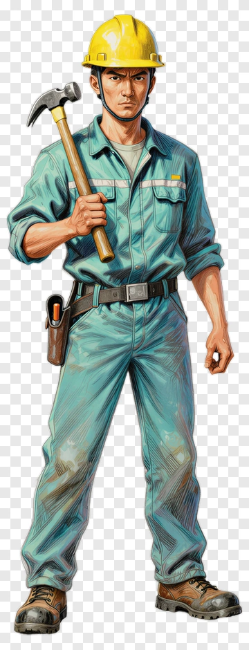 Construction Worker Holding A Hammer PNG