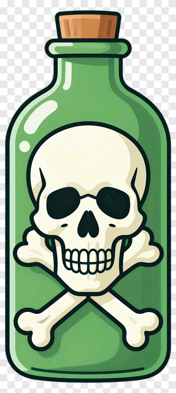 Cartoon Poison Bottle With Skull And Crossbones PNG