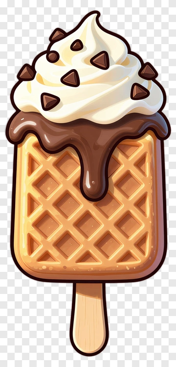 Ice Cream Cone With Chocolate Drizzle PNG