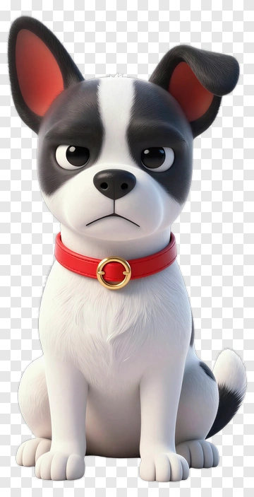 Cartoon Dog Sitting With A Red Collar PNG