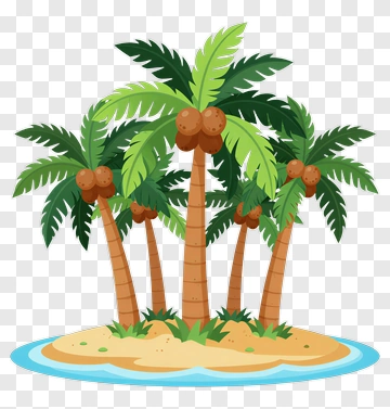 Tropical Island With Palm Trees PNG