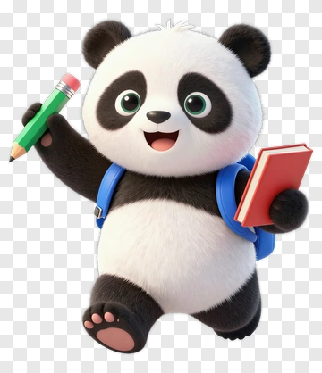Cartoon Panda Carrying A Book And Pencil PNG