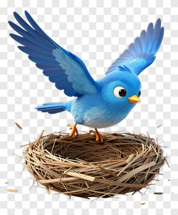 Cartoon Blue Bird In Nest PNG