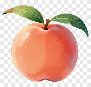 Peach With Leaves PNG