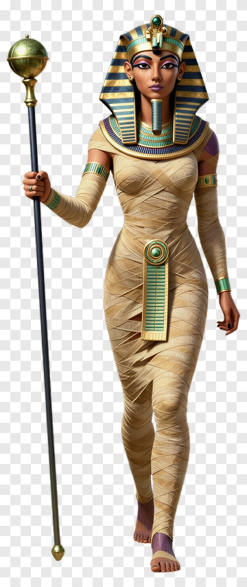 Egyptian Queen Holding A Staff PNG