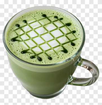 Matcha Latte In Clear Glass Mug PNG