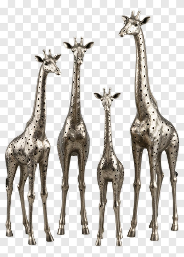 Metallic Giraffes Figurine Set PNG