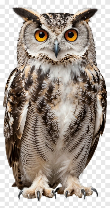 Realistic Owl With Striking Orange Eyes PNG