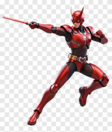 Superhero In Red Suit Holding A Sword PNG