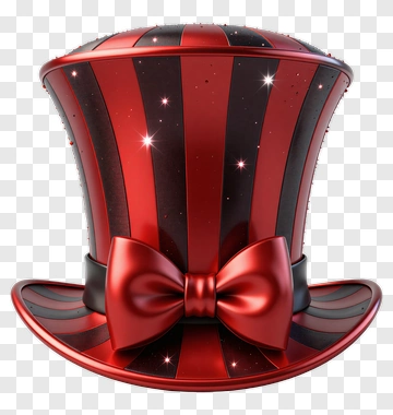 Red And Black Striped Top Hat With Bow Tie PNG