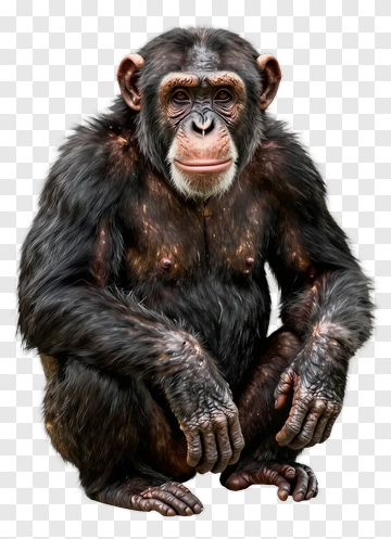 Realistic Chimpanzee Sitting PNG