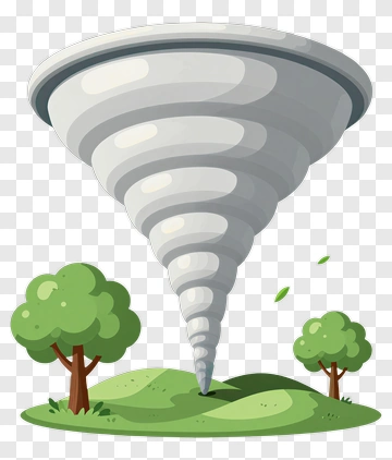 Cartoon Tornado In A Green Landscape PNG