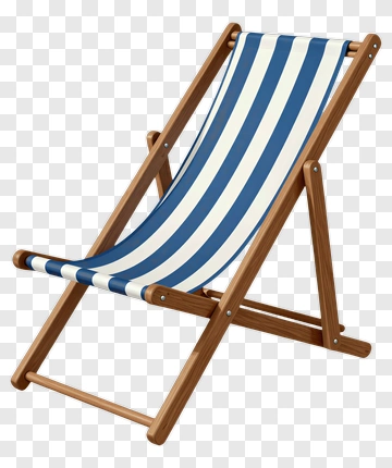 Beach Chair With Striped Fabric PNG