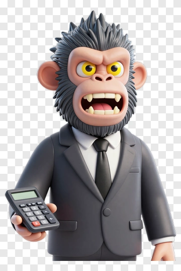 3D Gorilla Businessman Holding A Calculator PNG