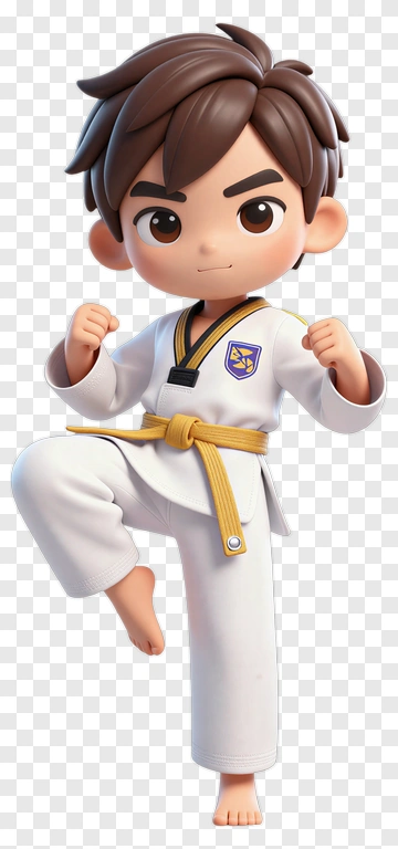 3D Karate Kid Posing In A Martial Arts Uniform PNG